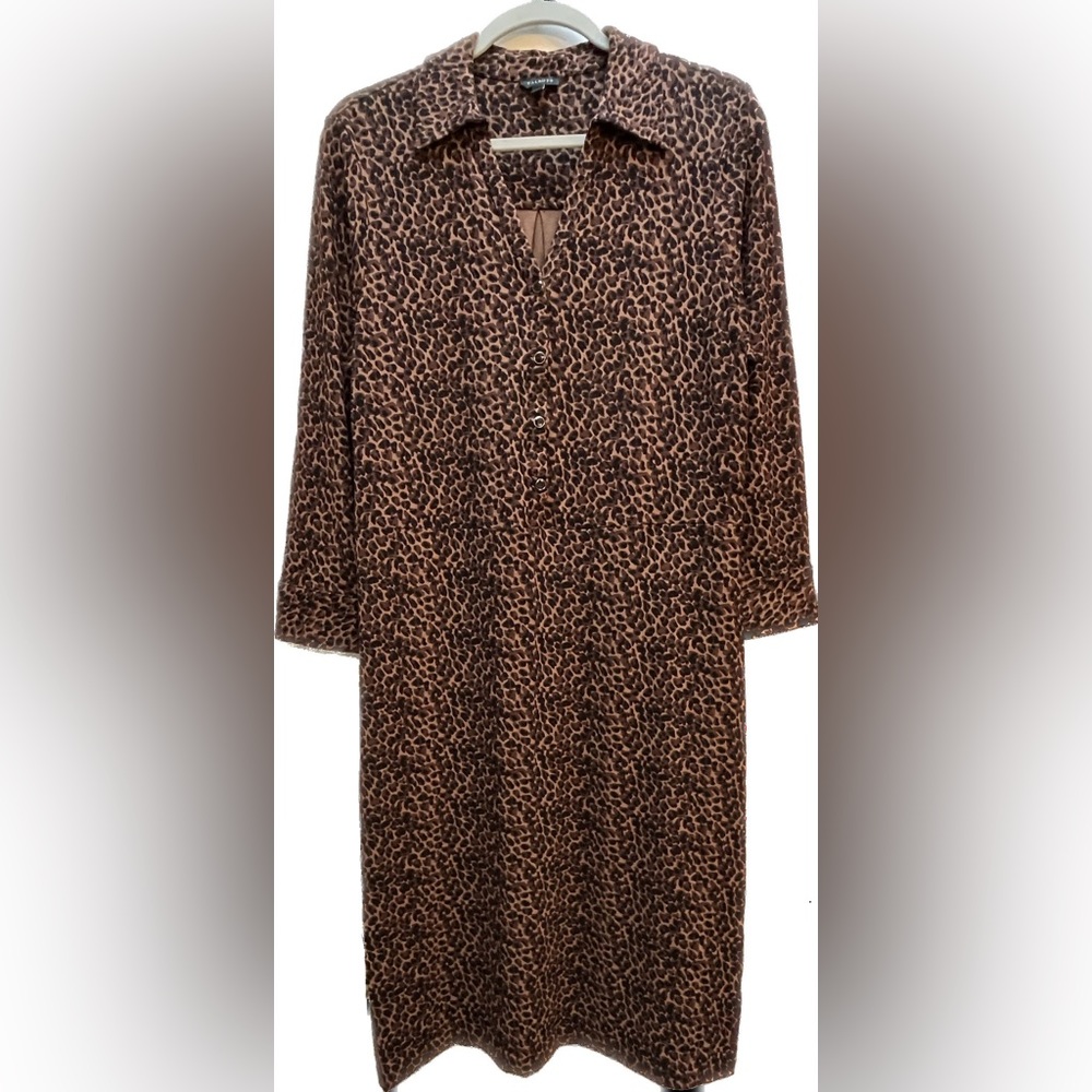 Talbots Leopard Print Shirt Dress, Size L